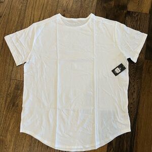 No Boundaries White Short Sleeve Tee Rounded Hem